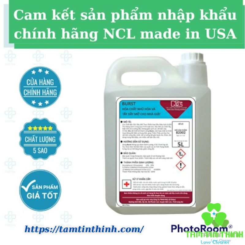 Hóa chất nhũ hoa & tẩy dầu mỡ dùng trong nhà Giặt Burst