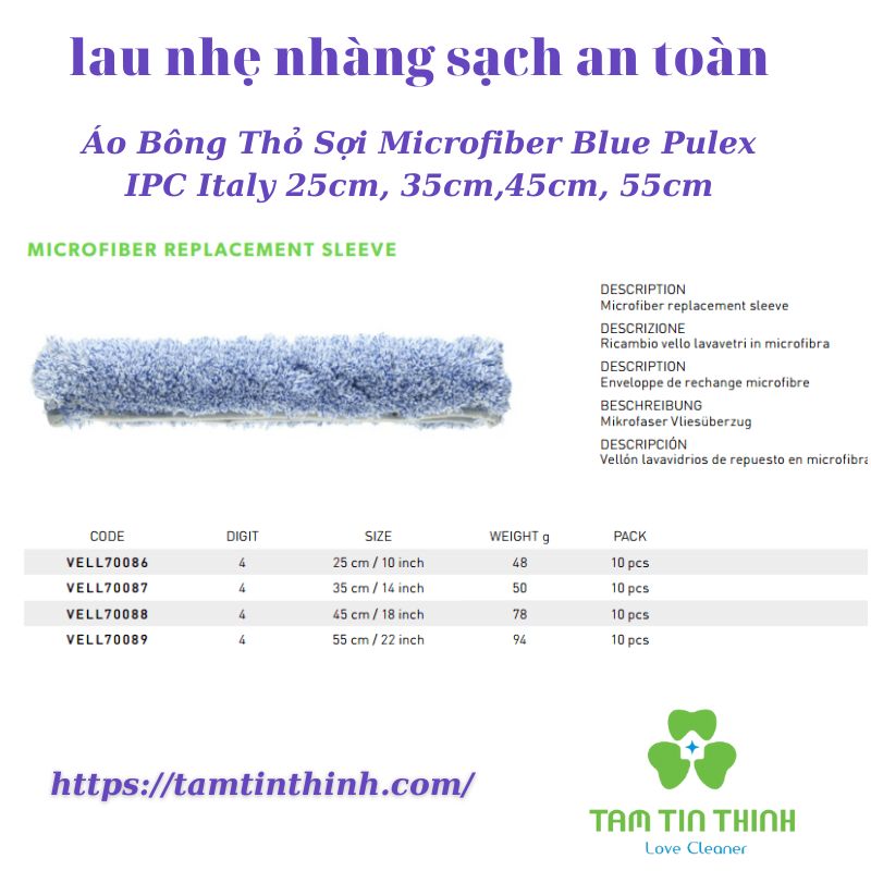 Áo Bông Thỏ Sợi Microfiber Blue Pulex IPC Italy 25cm, 35cm,45cm, 55cm