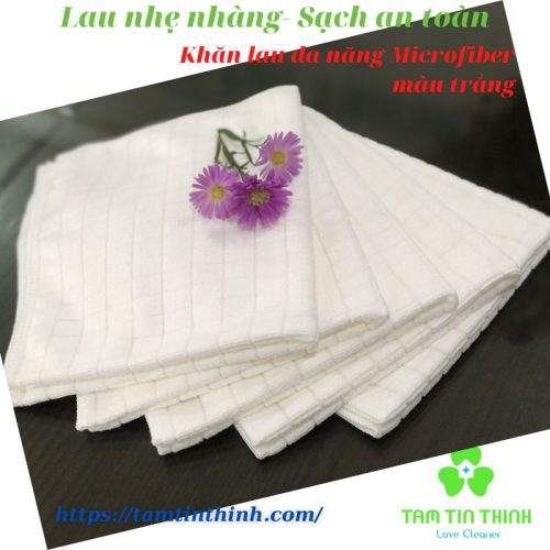 Khăn Lau Đa năng Microfiber Màu Trắng Cho Phòng Sạch