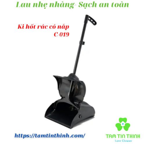 Ki hốt rác có nắp màu đen C-019