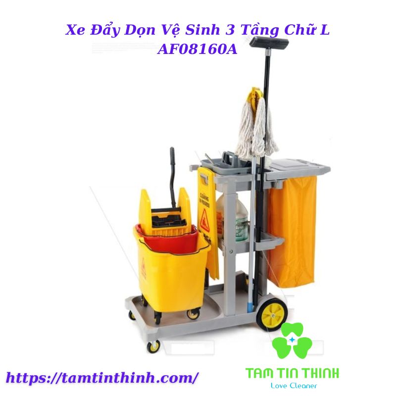 Xe Đẩy Dọn Vệ Sinh 3 Tầng Chữ L AF08160A