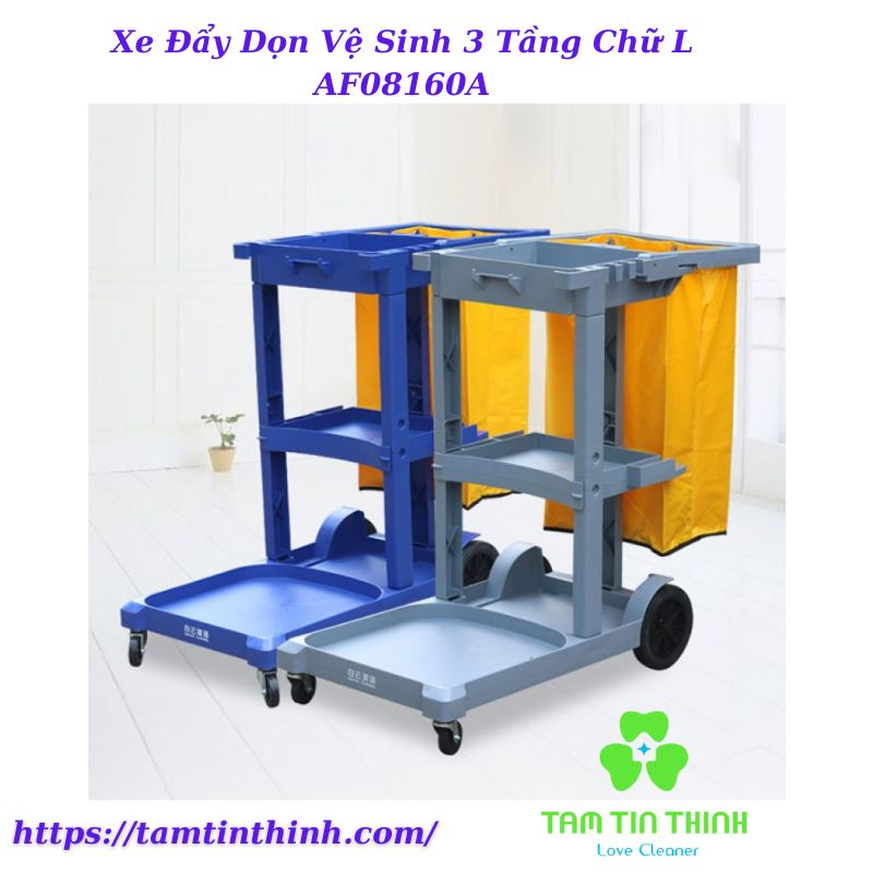 Xe Đẩy Dọn Vệ Sinh 3 Tầng Chữ L AF08160A