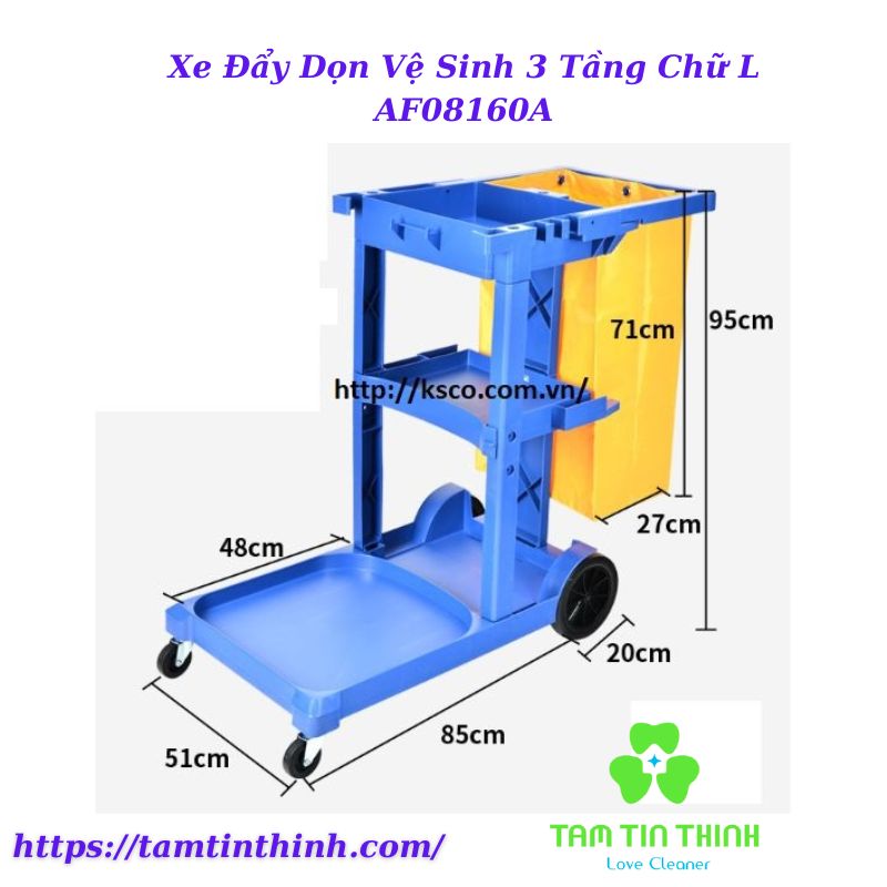 Xe Đẩy Dọn Vệ Sinh 3 Tầng Chữ L AF08160A