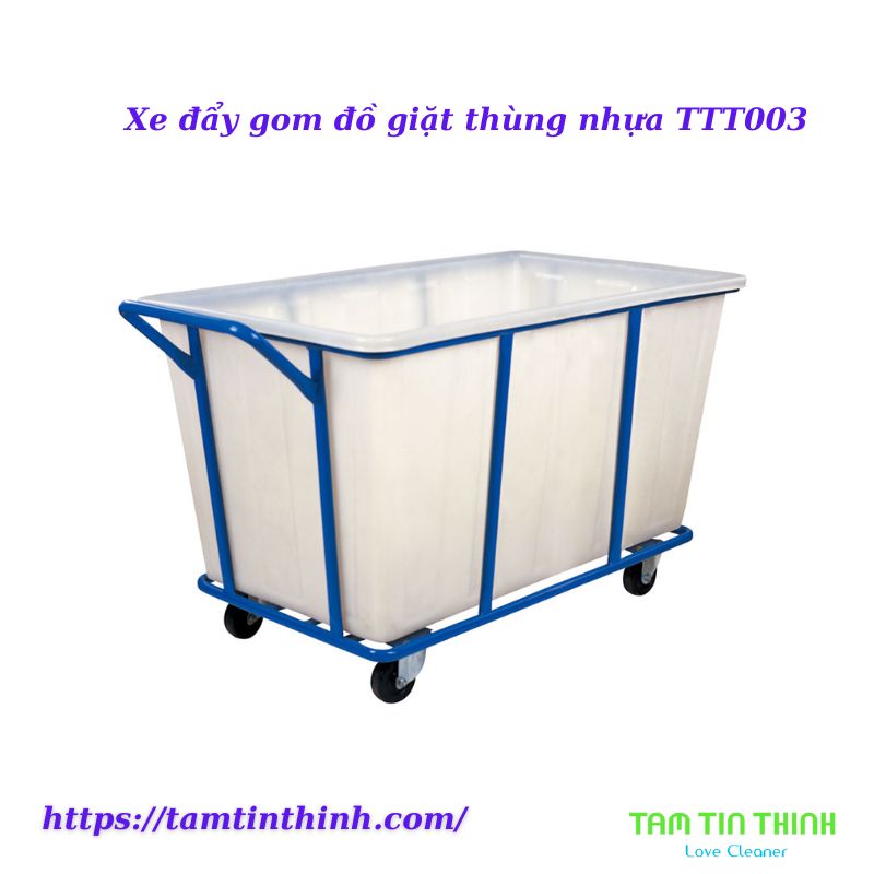 Xe đẩy gom đồ giặt thùng nhựa TTT003