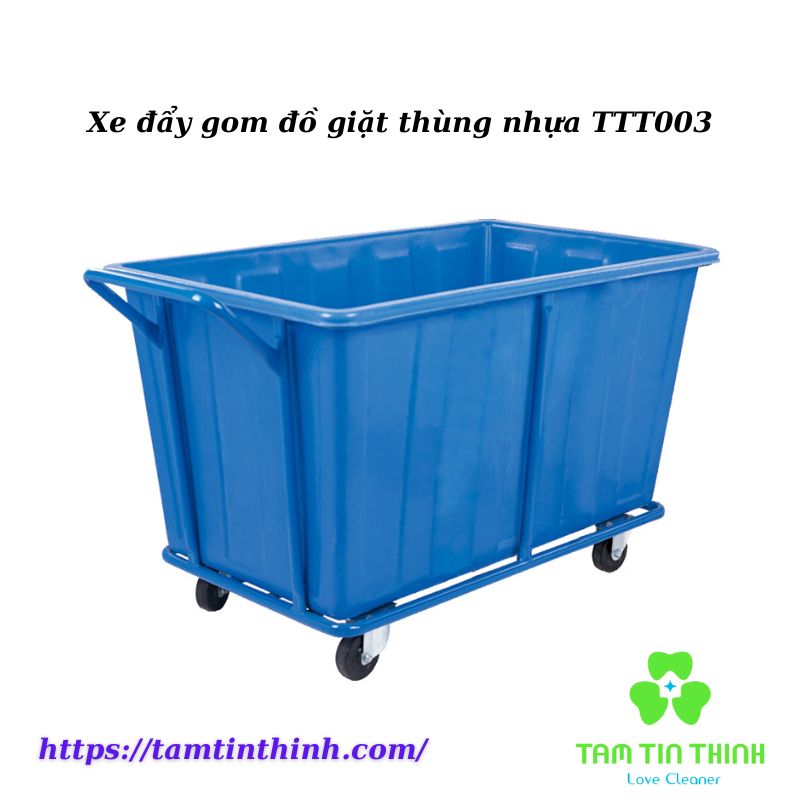 Xe đẩy gom đồ giặt thùng nhựa TTT003