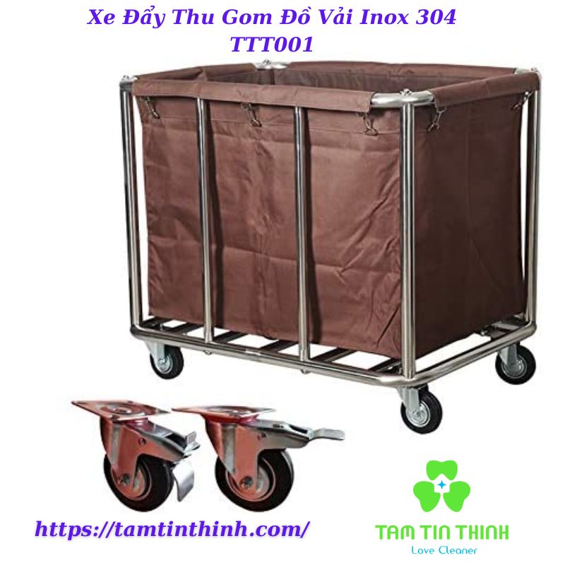 Xe Đẩy Thu Gom Đồ Vải Inox 304 TTT001