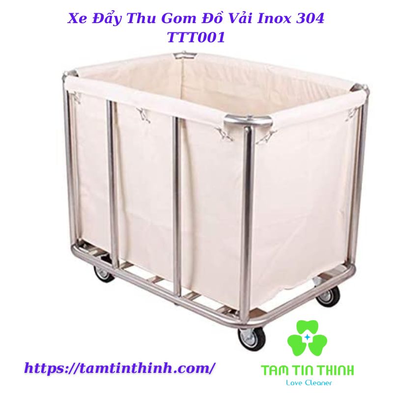 Xe Đẩy Thu Gom Đồ Vải Inox 304 TTT001