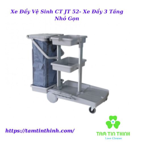 Xe Đẩy Vệ Sinh CT JT 52- Xe Đẩy 3 Tầng Nhỏ Gọn