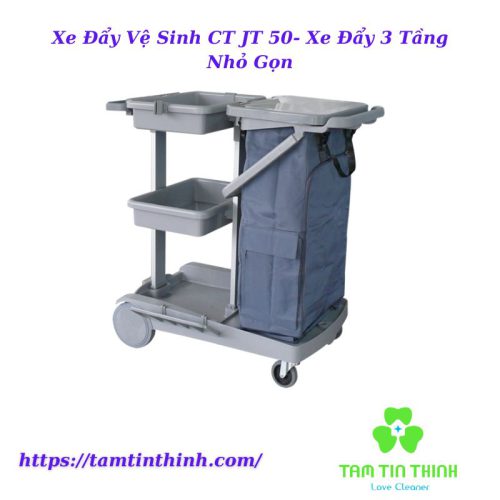 Xe Đẩy Vệ Sinh CT JT 50- Xe Đẩy 3 Tầng Nhỏ Gọn