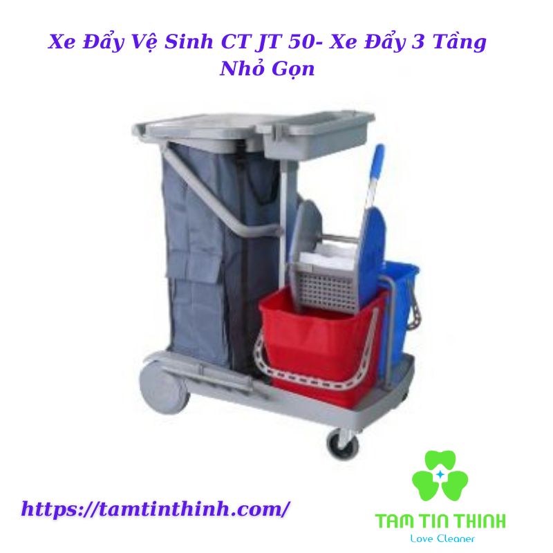 Xe Đẩy Vệ Sinh CT JT 50- Xe Đẩy 3 Tầng Nhỏ Gọn