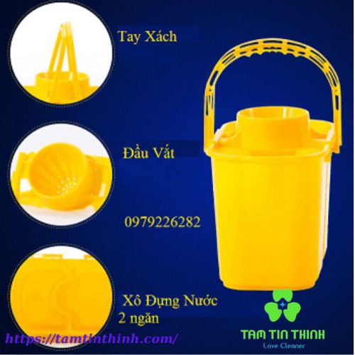 Xô Lau Nhà AF08060 Gồm 2 Ngăn Nhỏ và Đầu Vắt Mop Lau Sàn