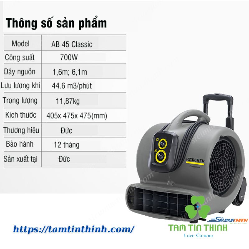 Máy Thổi Khô Sàn Thảm Karcher AB 45 Classic