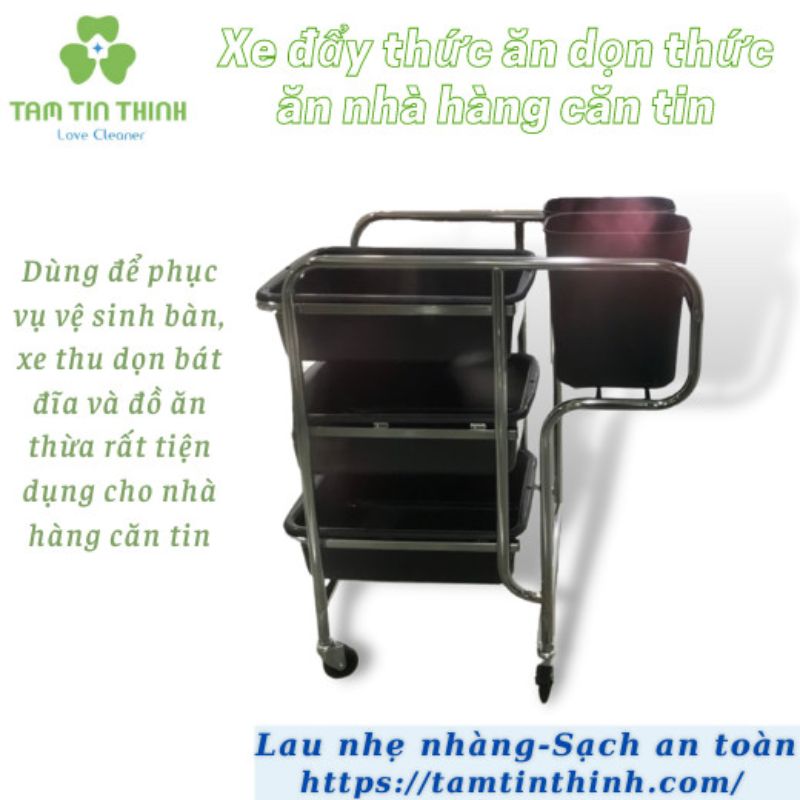 Xe Đẩy Inox Dọn Chén Đĩa Trong Nhà Hàng AF06168 (Dọn Dẹp Bàn Ăn)