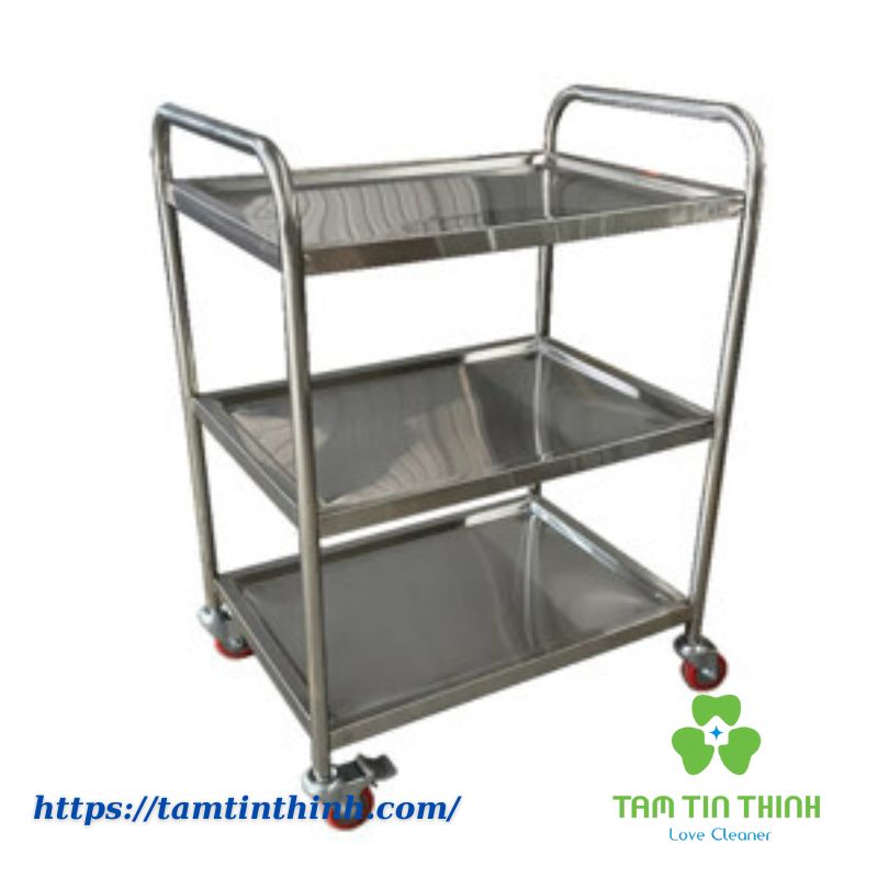 Xe Đẩy Phục Vụ Thức Ăn 3 Tầng Inox TVT002