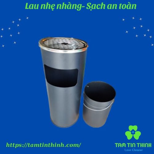 Thùng rác gạt tàn tròn thép phun sơn