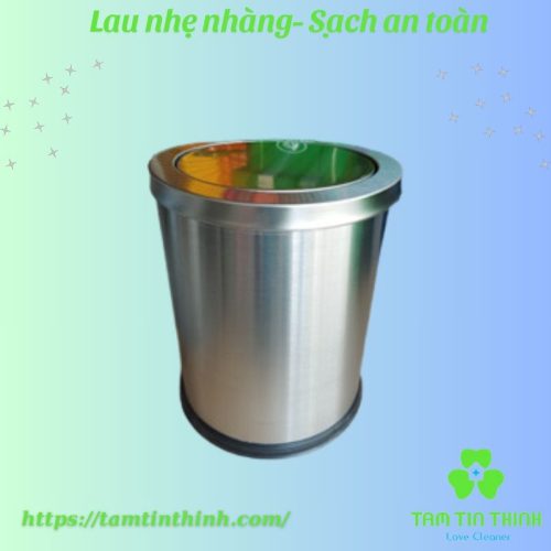 Thùng rác innox để phòng dạng tròn nắp lật