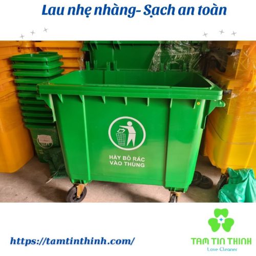 Thùng rác nhựa 1100L màu xanh