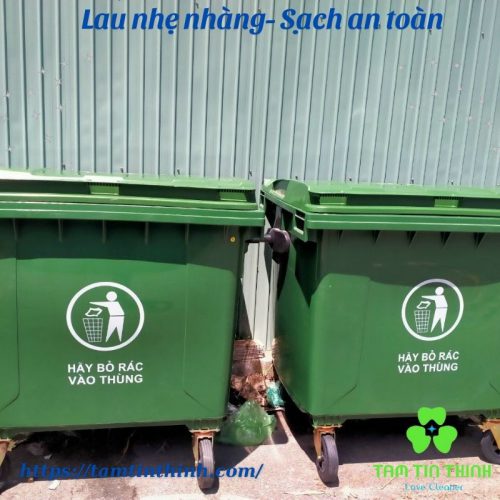 Thùng rác nhựa 1100L màu xanh