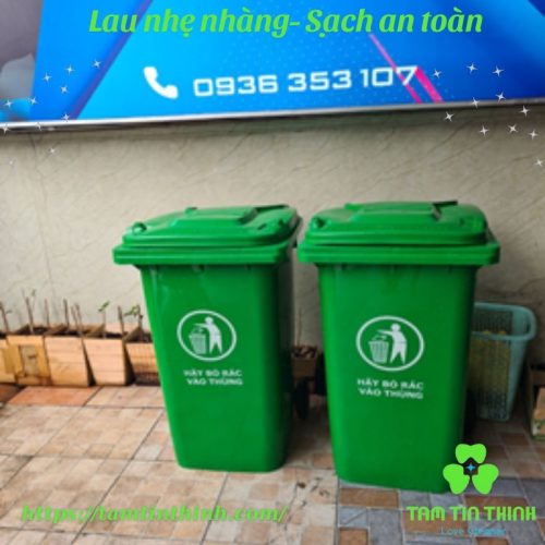 Thùng rác nhựa 240L màu xanh