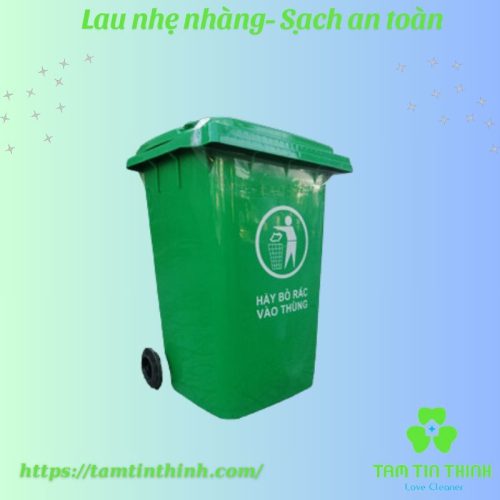 Thùng rác nhựa 360L màu xanh