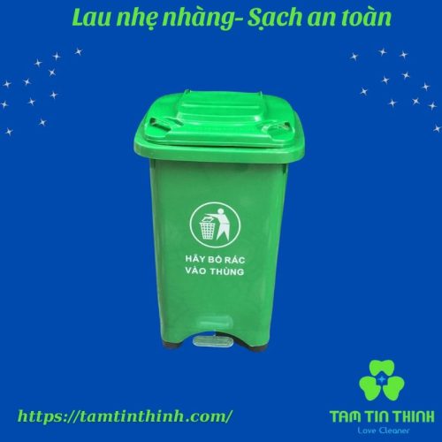 Thùng rác nhựa 60L màu xanh