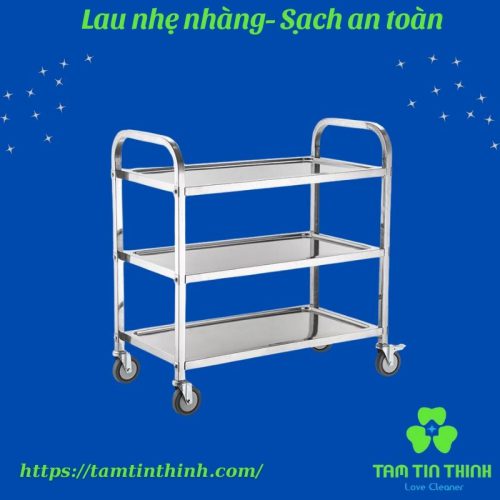 Xe đẩy inox 3 tầng phục vụ nhà hàng